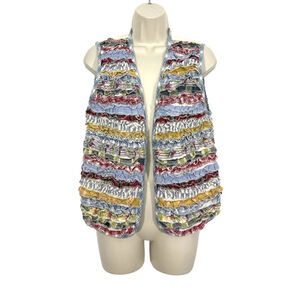 Vintage Susan Bristol Crazy Yo Yo Quilt Vest MED Cottagecore Ruffled Layered